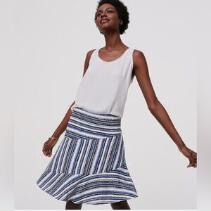 LOFT Blue Stripe Flounce Summer Skirt